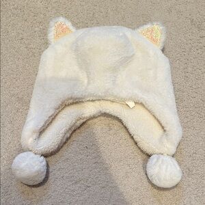 Place White Furry Hat with Sparkly Ears